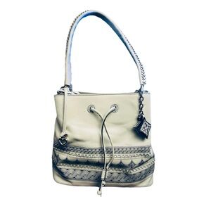 Brighton Ferrara Lorenza Vallera Cream Bucket Embellished Bucket Bag with Charms